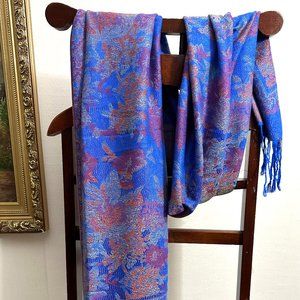 Royal Blue Festival Pashmina Scarves & Shawl, Wedding Shawl Floral Wraps Scarf